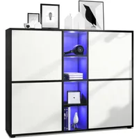 Vladon Highboard, Weiß, 130.5x105.5x35.5 cm, Wohnzimmer, Kommoden & Sideboards,
