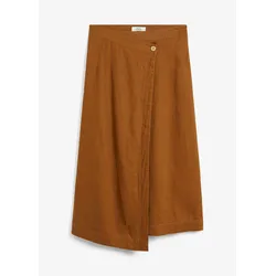 bonprix Wickelrock aus reinem Leinen, braun, 54, Leinen