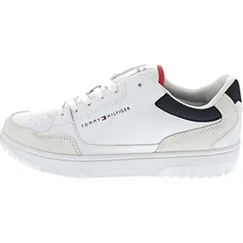 Tommy Hilfiger Herren Cupsole Sneaker Basket Core Leather Mix Schuhe, Weiß (White), 44 EU