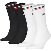 TOMMY HILFIGER Unisex Socken, 4er Pack - Sock 4P Iconic ECOM Schwarz/Weiß 39-42