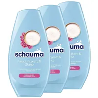 Schauma Schwarzkopf Feuchtigkeits-Spülung Feuchtigkeit & Glanz (3x 250 ml), Haarspülung lässt das Haar glänzen, Spülung mit Reiswasser für normales bis trockenes Haar