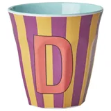 Rice Melamin Buchstabenbecher gestreift, D, orange