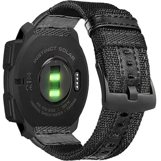OTOPO kompatible Garmin Instinct/Instinct 2 Armband Nylon Military, 22mm Gewebtes Gewebe Durable Handgelenk Uhrenarmband für Garmin Instinct Tactical/Esports/Solar/Tide - Schwarz