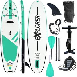 EXPLORER Inflatable SUP-Board »Ocean 10‘8“ Aufblasbares Stand Up Paddle Set (325x84x15cm)«, (Set, 8 tlg., incl. Zubehör, Kajaksitz, Fußschlaufe), grün