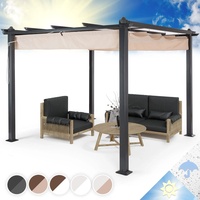 Blumfeldt Pantheon Pergola Awnings, Pavillon Wasserdicht, Stabil & Winterfest, Gartenpavillon mit, Pavillon aus Metall, Terrassenüberdachung mit UV-Schutz, Polyester, 3x3 Meter, Dunkelgrau/Sand