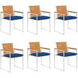 vidaXL Gartenstuhl 6 St. mit Kissen 6 x 6 x 6 cm blau