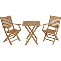 ESTEXO Balkonset Balkontisch Balkonstühle mit Armlehne Set Garten Möbel klappbar Holz - Braun