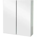 Mendler Spiegelschrank HWC-B19b, Badschrank Hängeschrank, 2 Regalböden hochglanz MVG-zertifiziert 70x60x16cm ~ grau