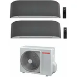 Toshiba - dual split inverter klimagerät haori 10000+10000 (9000+9000) serie mit ras-2m14u2avg-e wi-fi integriert hellgrau/dunkelgrau 10+10 (9+9)