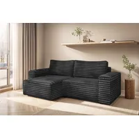 Fun Möbel Ecksofa Schlafsofa MADLEN Stoff Velo Anthrazit Ottomane