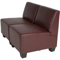 Mendler Modular 2-Sitzer Sofa Couch Lyon, Kunstleder ~ rot-braun, ohne Armlehnen