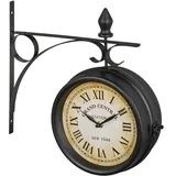 Relaxdays Bahnhofsuhr 34 cm 34 schwarz/beige
