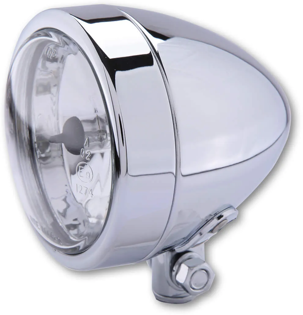 SHIN YO Chrome koplamp BULLET, lagere montage, grootlicht H4, zilver