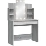 vidaXL Schminktisch mit LED-Leuchten Grau Sonoma 96x40x142 cm