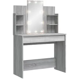 vidaXL Schminktisch, mit LED-Leuchten Grau Sonoma 96x40x142 cm