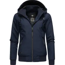 Ragwear Damen warme wasserdichte Winterjacke Outdoorjacke mit Kapuze Nuggie Melange Navy Gr. XL - XL