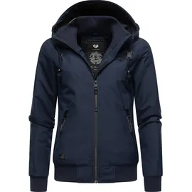 Ragwear Damen warme wasserdichte Winterjacke Outdoorjacke mit Kapuze Nuggie Melange Navy Gr. XL - XL