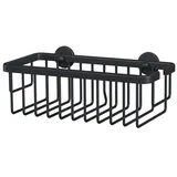Tesa ALUXX BLACK Duschablage zur Wandmontage ohne Bohren, schwarz matt - einstöckig und extra tief - für Bäder im Industrial Style und moderne Badezimmer - mit Klebelösung - 92 mm x 250 mm x 125 mm