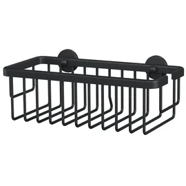 Tesa ALUXX BLACK Duschablage zur Wandmontage ohne Bohren, schwarz matt - einstöckig und extra tief - für Bäder im Industrial Style und moderne Badezimmer - mit Klebelösung - 92 mm x 250 mm x 125 mm