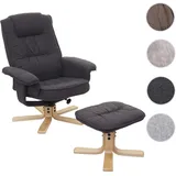 Mendler Relaxsessel M56 Stoff/Textil 49 x 100 x 49 cm dunkelgrau mit Hocker