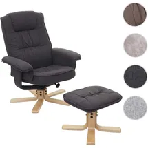 Mendler Relaxsessel M56 Stoff/Textil 49 x 100 x 49 cm dunkelgrau mit Hocker