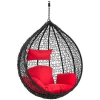 Hängesessel Polyrattan Hängekorb Rattan Hängestuhl Hängesitz Sessel Korb Schwarz