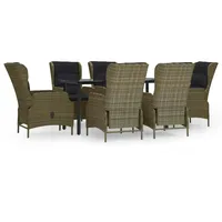 VidaXL 7-tlg. Garten-Essgruppe Braun Poly Rattan