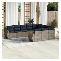 vidaXL Gartensofa-Set 10-tlg. grau Polyrattan
