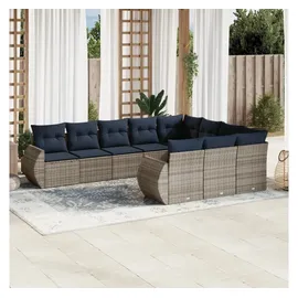 vidaXL Gartensofa-Set 10-tlg. grau Polyrattan