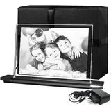 LOOXIS Personalisiertes Laser-Foto vom eigenen Bild in Flachglas gelasert mit Wunschgravur - 150 x 200 x 8 mm, inkl Leuchtsockel – Geschenkidee Männer, Frauen, Hochzeitstag, Geburtstag – XL Querformat