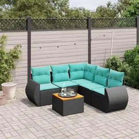 vidaXL Gartensofa-Set 6-tlg. schwarz