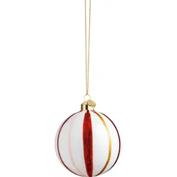 Souvenir Weihnachtskugel 8 cm gestreift rot