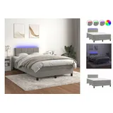 vidaXL Boxspringbett mit Matratze & LED Hellgrau 120x200 cm Samt