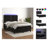 vidaXL Boxspringbett mit Matratze & LED Schwarz 140x200 cm Samt