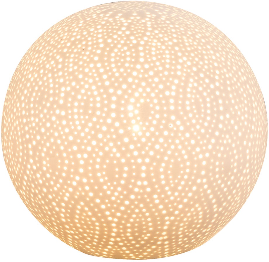 Tischlampe dimmbar mit Fernbedienung LED Tischleuchte Schlafzimmerlampe Nachttischleuchte, RGB Farbwechsel, Porzellan weiß Dekorstanzungen, 4,8W 470lm warmweiß, DxH 21x19 cm