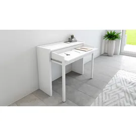 WoodMan Konsolentisch WOODMAN "Jens", weiß, B:110cm H:87cm T:36cm, Tische, Konsolentisch, mit Schreibtisch Funktion, im extravaganten Design, FSC-zertifiziert