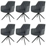 6er-Set Esszimmerstuhl HWC-L80, Küchenstuhl Stuhl, drehbar, Metall Stoff/Textil