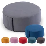 Amagohome Yogakissen Yogakissen Bodenkissen rund H 14xø31 cm mit Buchweizenschalen Meditati grau