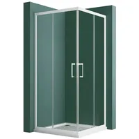 Hopibath Eckdusche Weiß 90x90 80x80 Duschkabine Eckeinstieg, BxT: 75x90 cm, 5mm Sicherheitsglas, Doppel Schiebetür, 90x75, 75x90, 90x90, Rechts-und Links montierbar weiß 75 cm x 185 cm x 90 cm