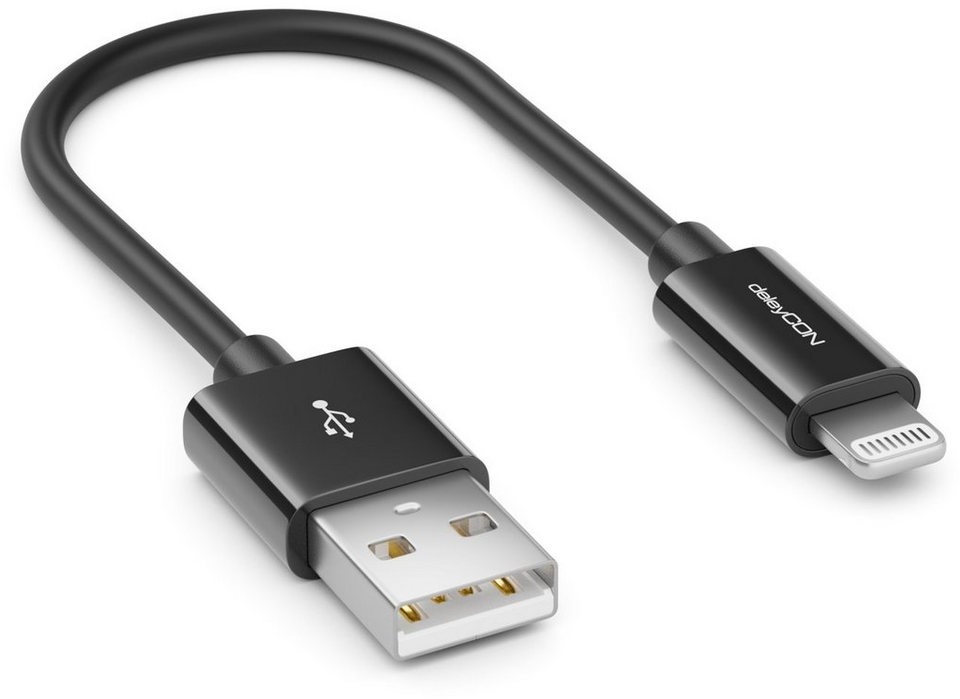 deleyCON deleyCON 0,15m Lightning 8 Pin USB Ladekabel Datenkabel MFI Smartphone-Kabel