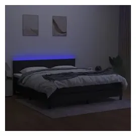 vidaXL Boxspringbett mit Matratze & LED Schwarz 180x200 cm Stoff