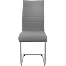 ML-Design Esszimmerstuhl Freischwinger 2er Set mit Rückenlehne Grau Kunsterlederbezug