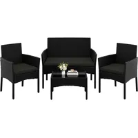 Yaheetech Gartenmöbel Set 4-tlg. Schwarz/Grau