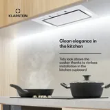 Klarstein Dunstabzugshaube, Abluft/Umluft-Dunstabzugshaube, Dunstabzug mit Filter, LED-Beleuchtung & Touch-Bedienfeld, Leise Abzugshaube mit 466 m3/h Touch Glas Weiß