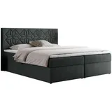 MKS Meble MKS Boxbett, Dunkelgrau, Textil, 2-Sitzer, H3, 7-Zonen, Rechteckig, 140x200 cm, Schlafzimmer, Betten, Boxspringbetten