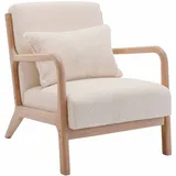 sweeek Sessel aus Holz und Bouclé-Stoff, 1 Person, Zirkelbeine, solides Holzgestell, skandinavischer Stil - Lorens