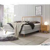 Hasena Nordic Boxspringbett 140-180 cm Braun / Hellgrau, Liegefläche:180 x 200 cm, Topper:Superio-Topper