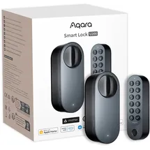 Aqara Smart Lock U200 (mit Fingerabdruck), Matter Over Thread, Smartes Türschloss mit Apple Home Key und Aufladbarem Akku, Unterstützt Homekit, Google Home, Alexa und SmartThings, Schwarz