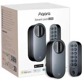 Aqara Smart Lock U200 (mit Fingerabdruck), Matter Over Thread, Smartes Türschloss mit Apple Home Key und Aufladbarem Akku, Unterstützt Homekit, Google Home, Alexa und SmartThings, Schwarz