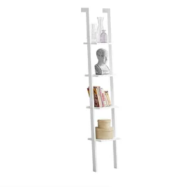 SoBuy Frg15-w Wandregal mit Vier Böden Badregal Leiterregal Standregal Bücherregal Breit: 33cm Weiß - Sobuy